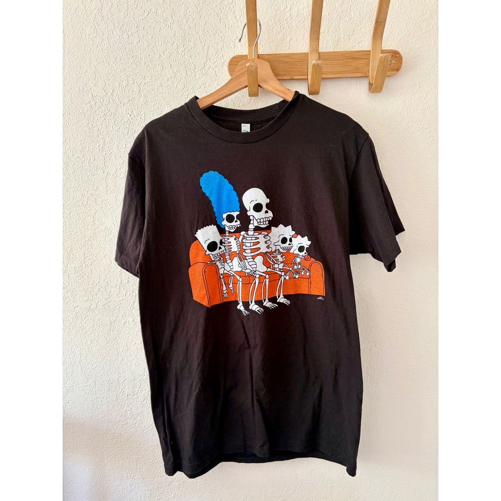 Tee Styled Mens M Black Graphic Skull Simpsons Skeleton Couch 90s T-Shirt